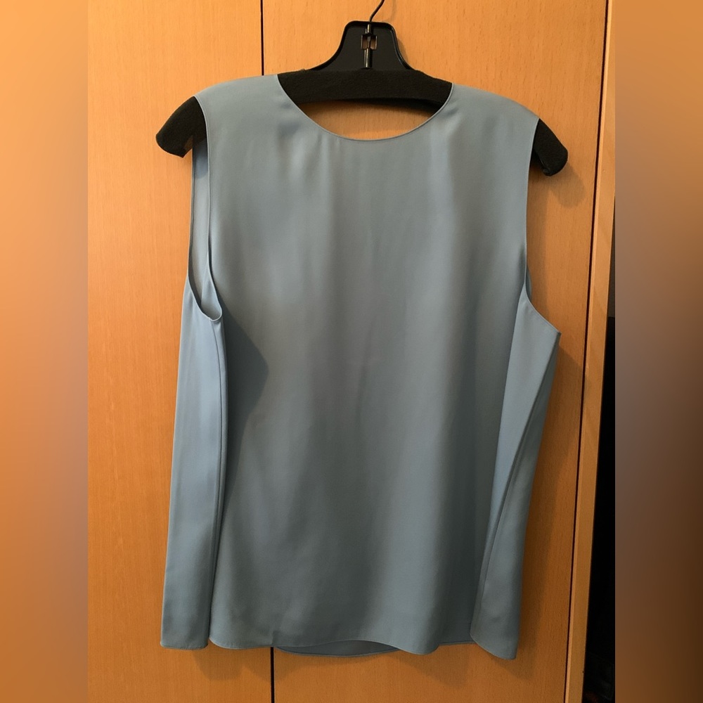 Theory Core Stretch Silk Shell in Slate Blue (XL)